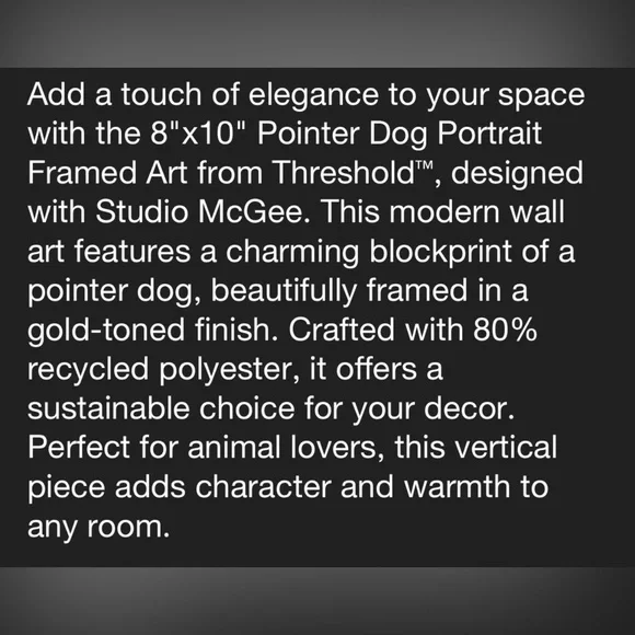 Studio McGee Target Threshold Pointer Dog Portrait Gold Frame Art
8 x 10 Vintage - Picture 7 of 7